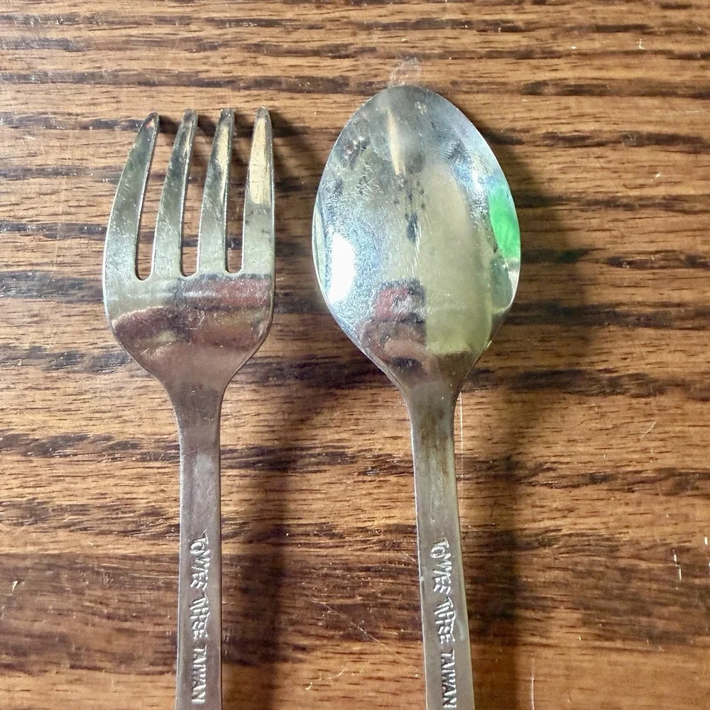 Vintage 1980s Tommee Tippee Disney Winnie The Pooh Bear Spoon & Fork Set Kid